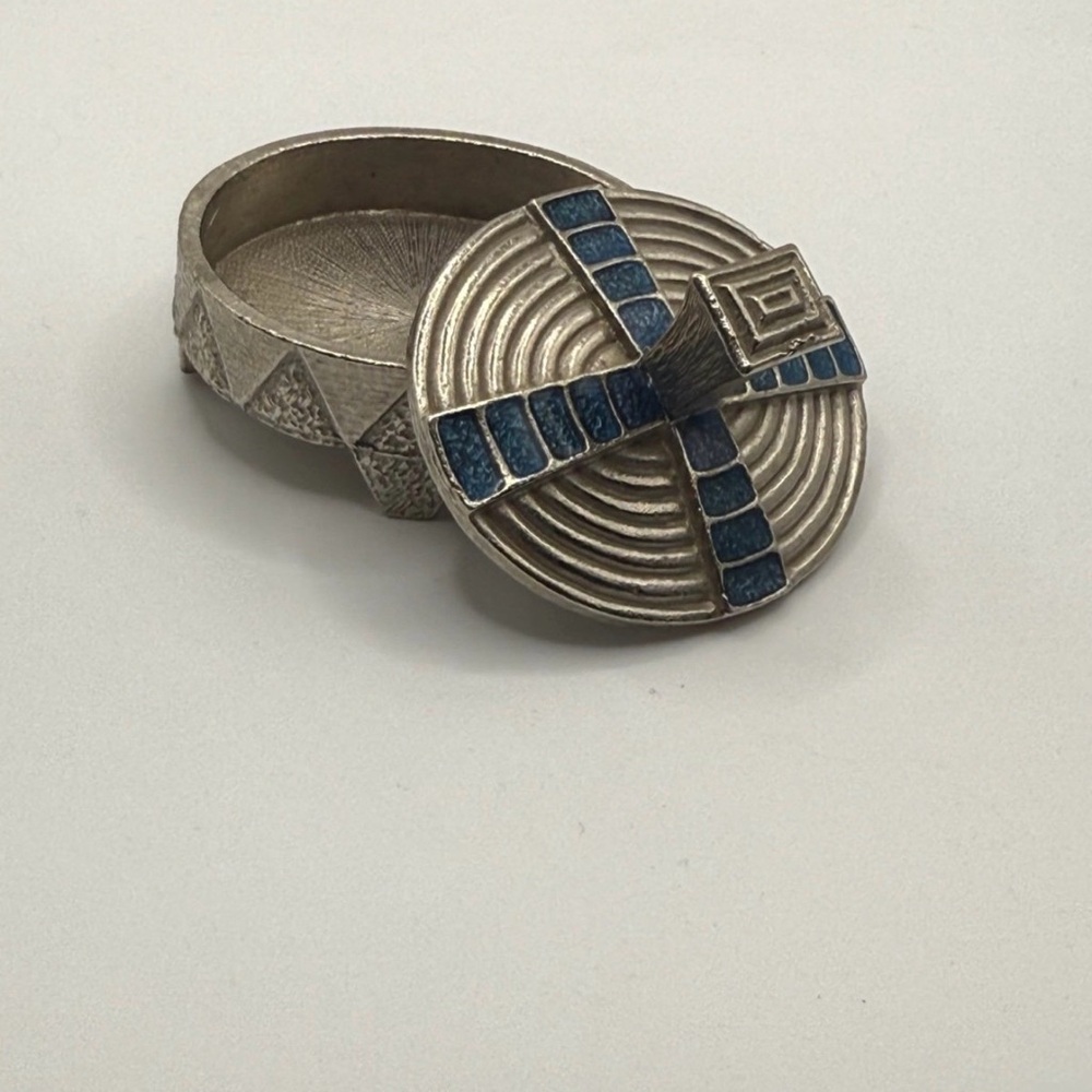 Pewter and crushed turquoise Trinket Box